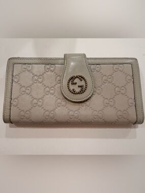 Authentic Gucci Guccissima Leather Continental Wallet Cream Beige Made in Italy